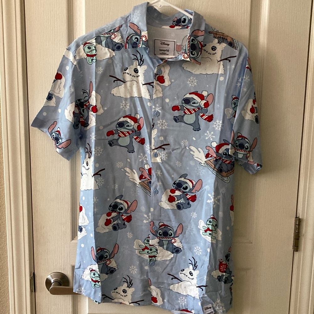Disney Loungefly Stitch Holiday Snow Camp Shirt
